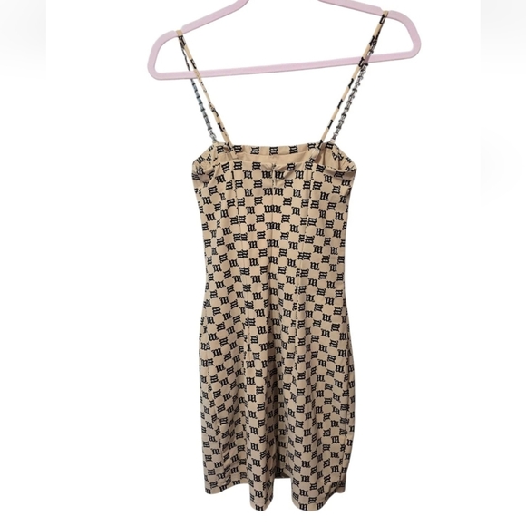 MISBHV Beige Monogram Spaghetti Mini Dress Women’s Size XS - Picture 6 of 14